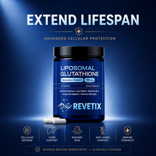 liposomal glutathione REVETIX supplement bottle