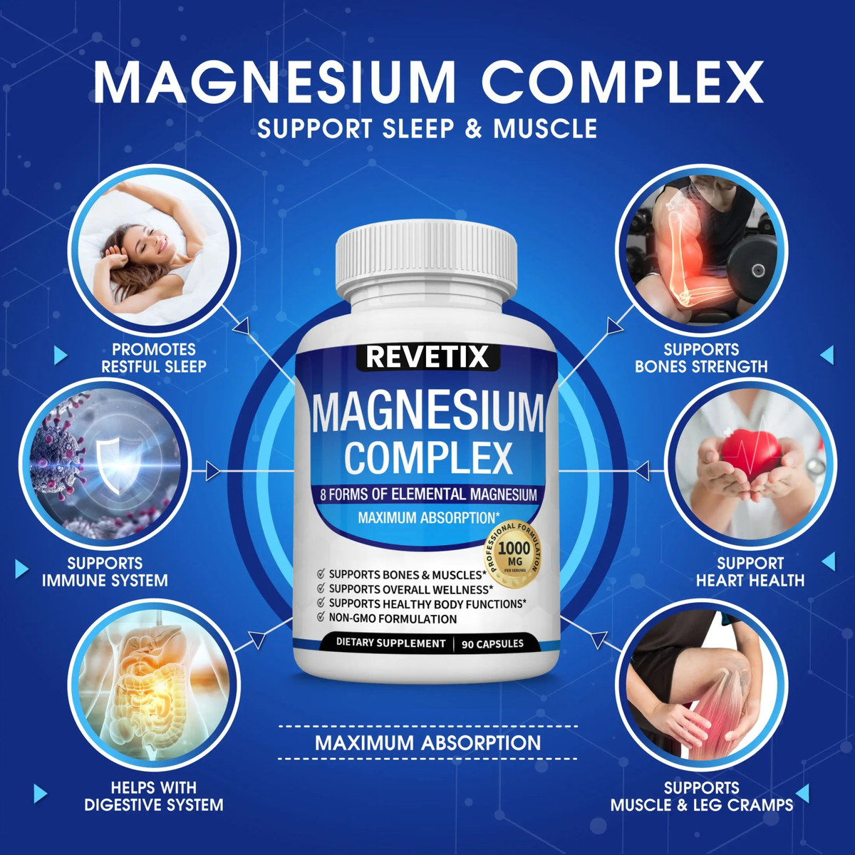 magnesium complex supplement capsules close up